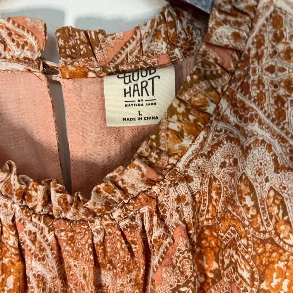 Good Hart Bohemian Paisley Midi Dress in Orange and Brown - Picture 3 of 5